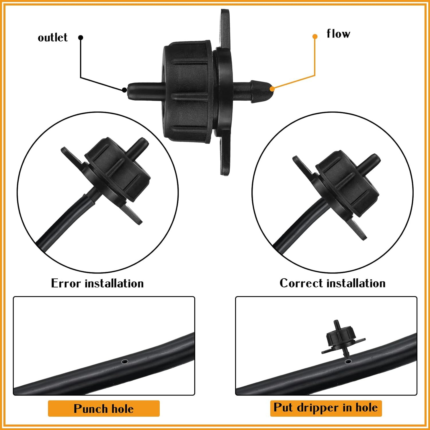 50 Pcs 1 GPH Drip Irrigation Emitters Parts Water Tubing Irrigation Tubing Press