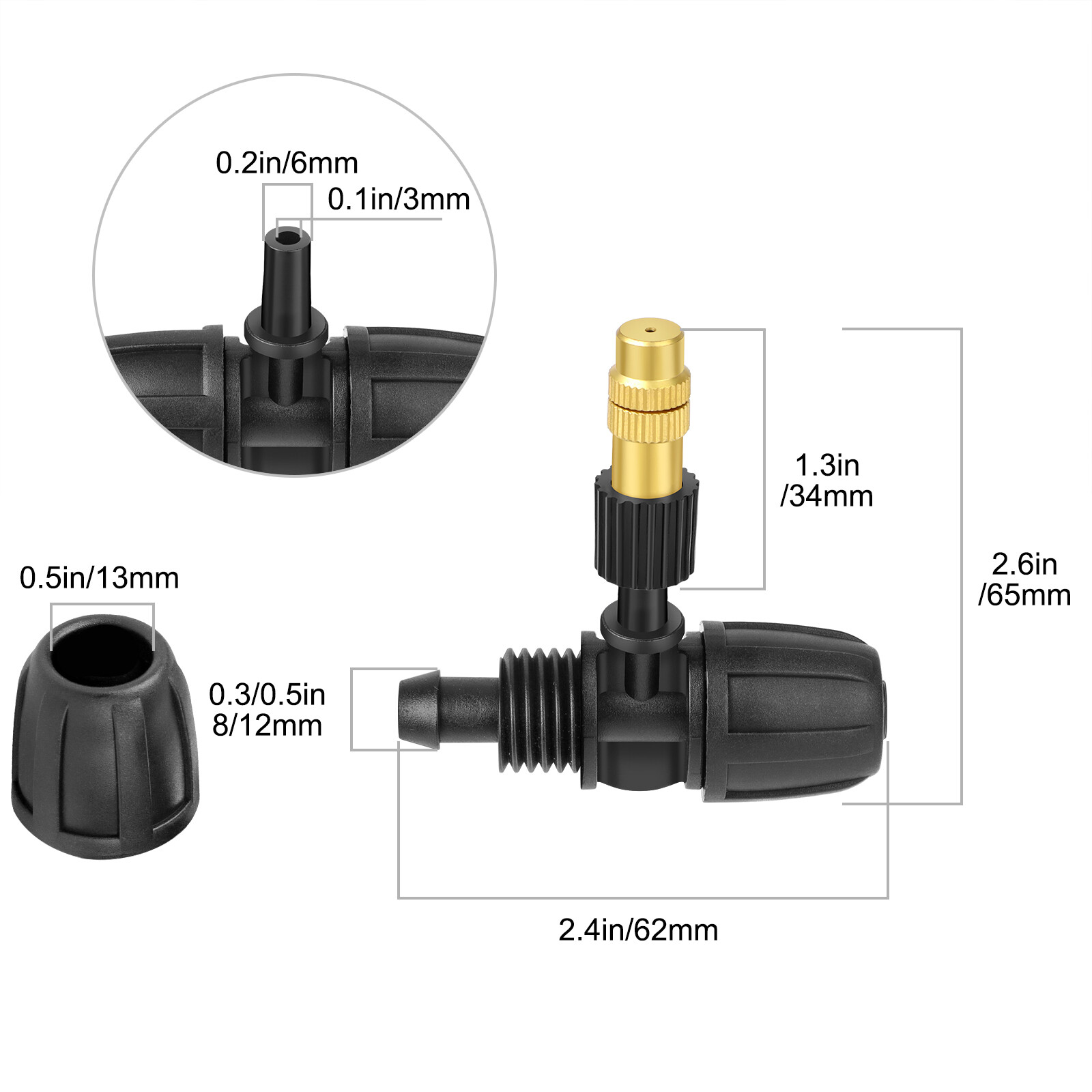20pcs Outdoor Patio Water Mister Mist Nozzles Misting Cooling System Fan Cooler