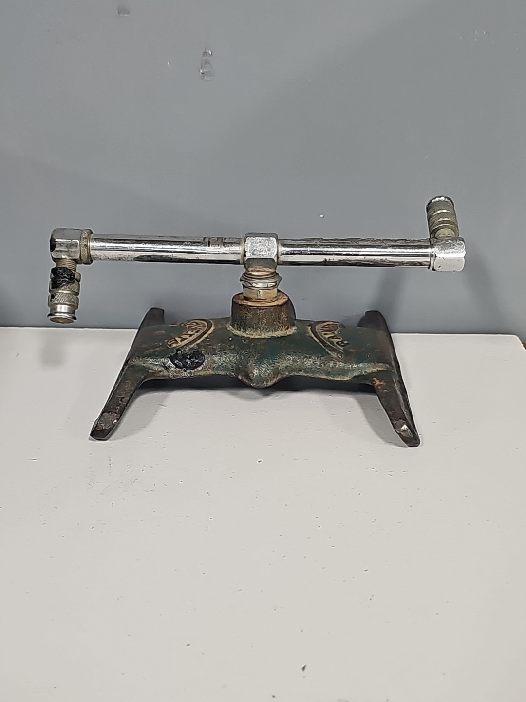 Vintage Green Cast Iron Art Deco Rainbow LAFAYETTE Co. Water Sprinkler Untested