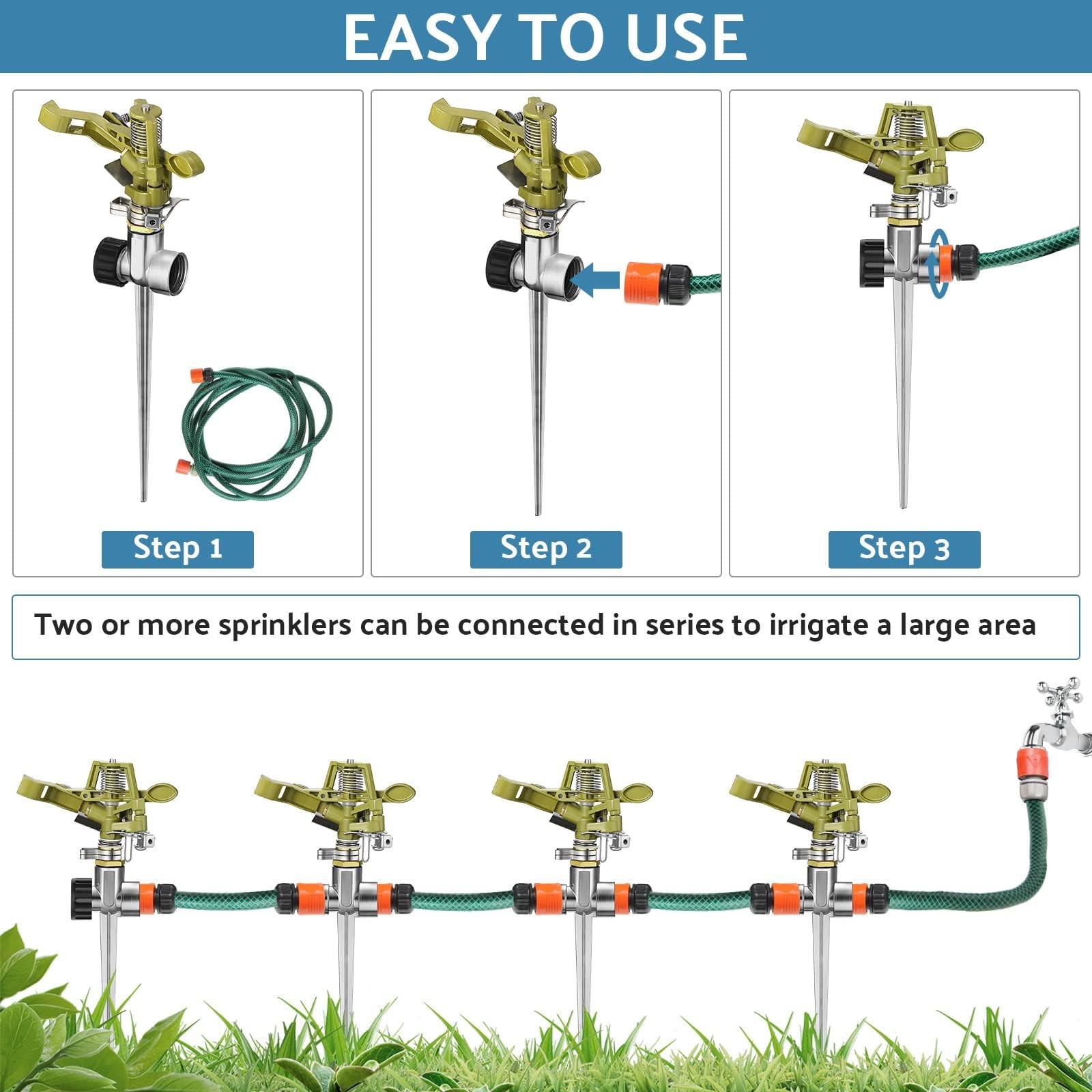 Chengu 4 Set Zinc Alloy Water Sprinklers Heads for Lawns Yard Multicolor