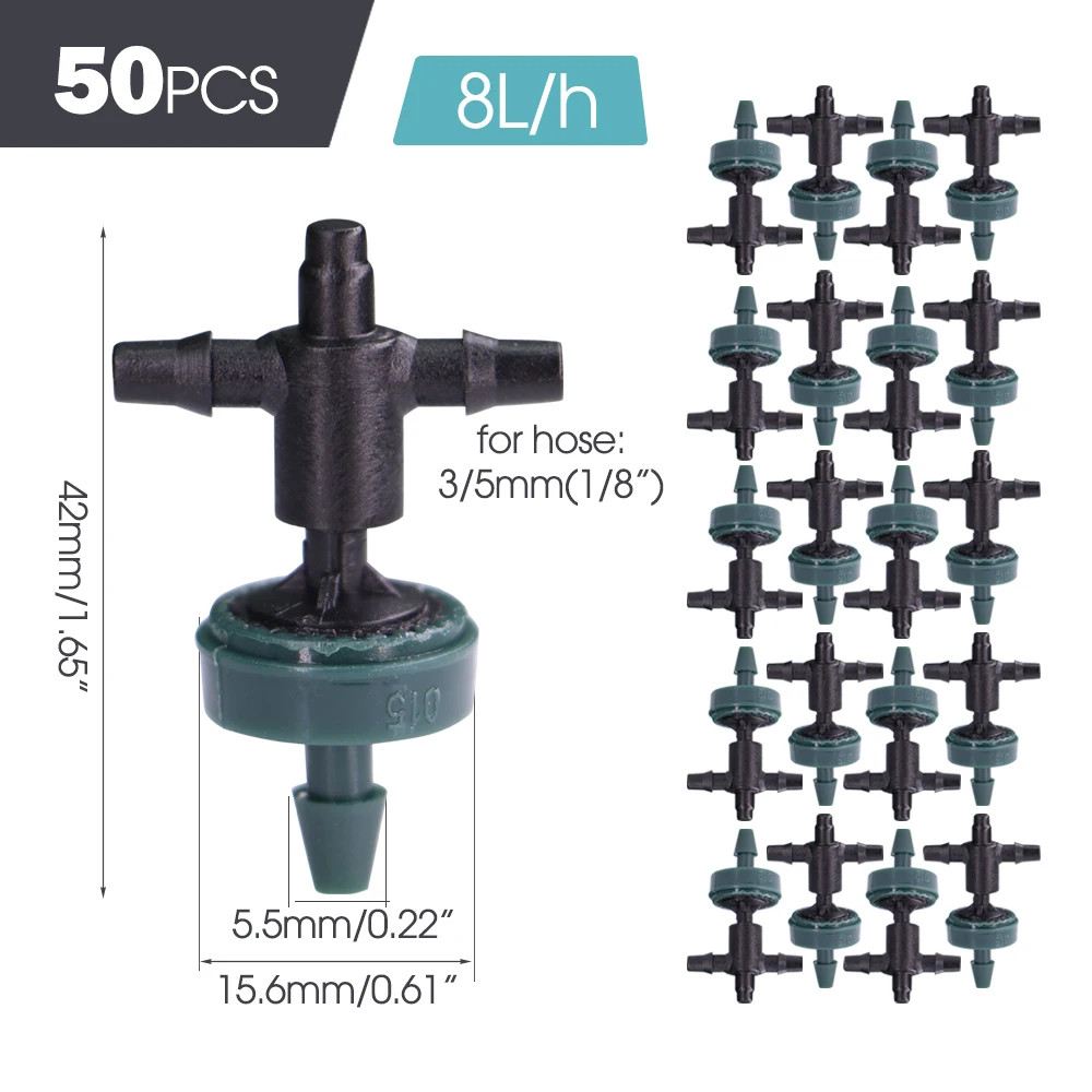 50PCS Agricultural Drip Irrigation Fitting Compensation Dripper 2L 4L 8L Pressur