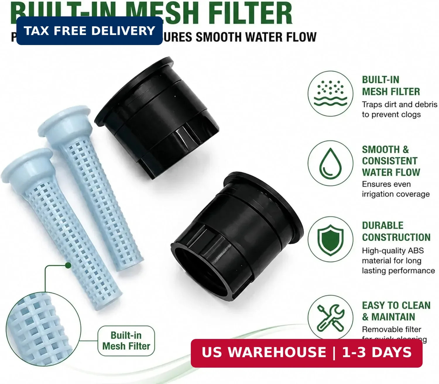 10 Pack 15 ft Full Circle Sprinkler Nozzle 360 Degree Spray Head, 30 PSI Optimal