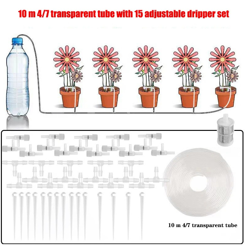1 SET Garden Drip Irrigation Kit with Valve & Micro Dripper System – NEW