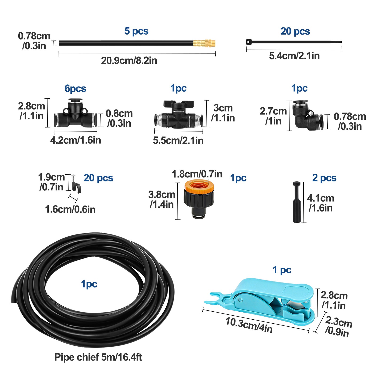 5M DIY Garden Drip Irrigation System Kit Adjustable Watering Sprayer for Plants