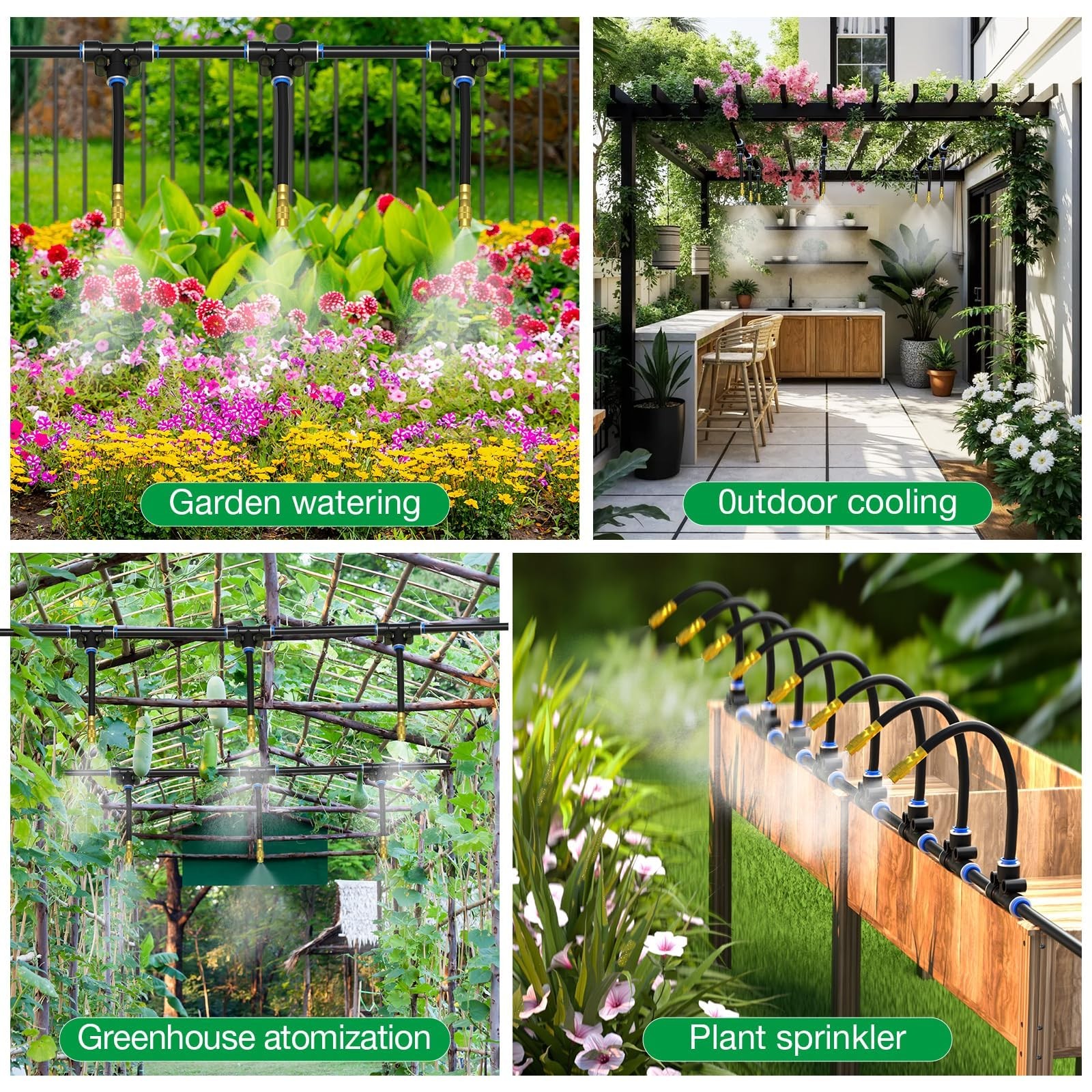 1/4″ 100Ft Drip Irrigation System for Garden with 16pcs 360°Adjustable Brass …