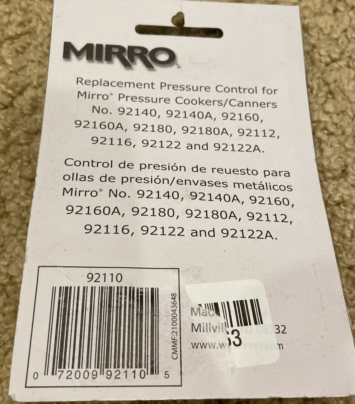 Mirro Pressure Control For Mirro Pressure Cookers 10 Psi