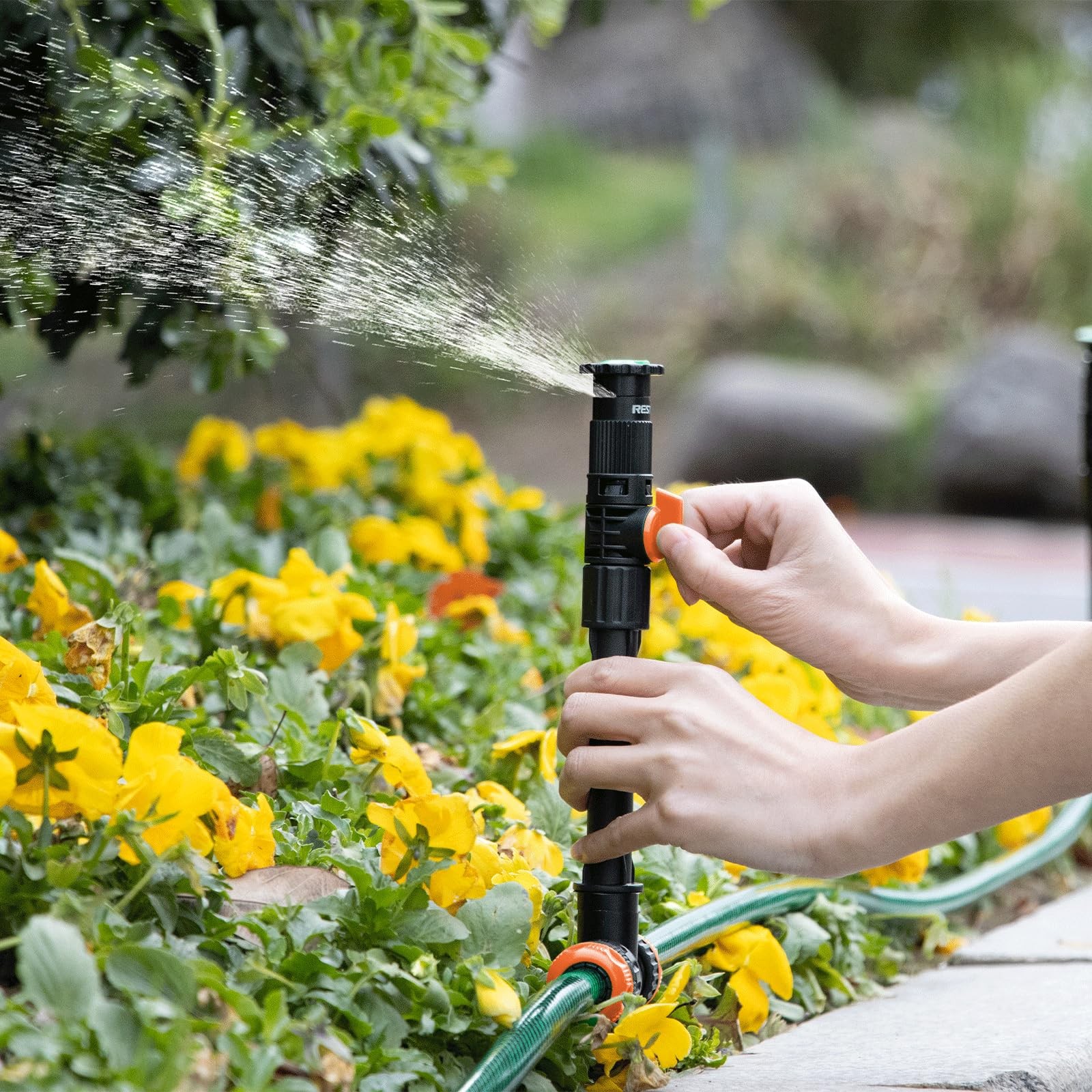 Flexible Sprinkler System with Metal Spike Base, Above Ground DIY Irrigation …