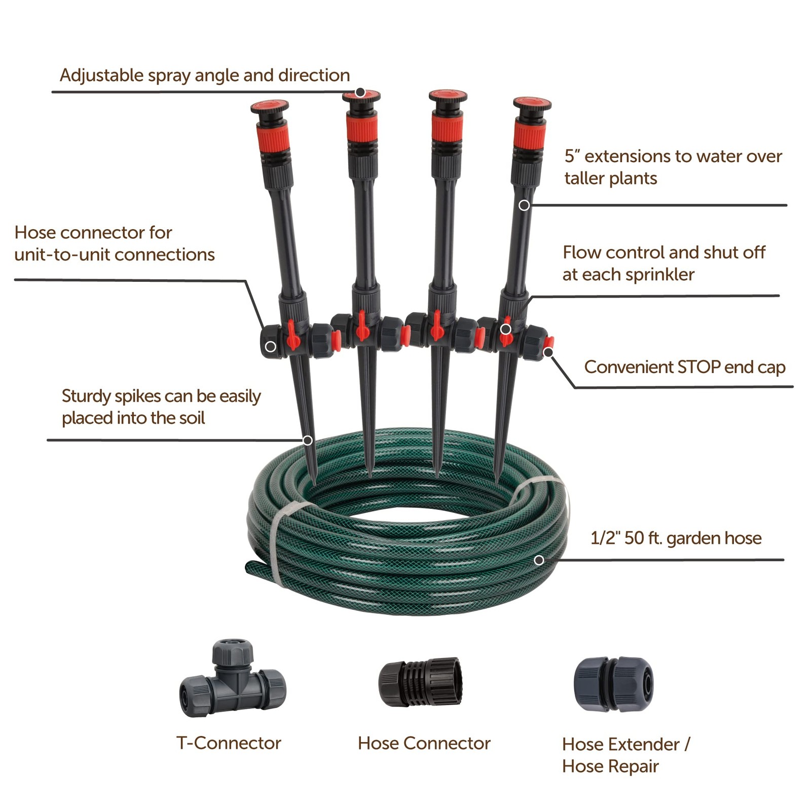 98063 Multiadjustable Flex Design Above Ground Irrigation Gar Sprinkler System S