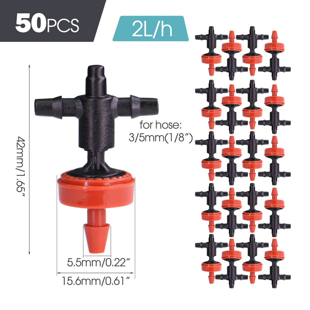 50PCS Agricultural Drip Irrigation Fitting Compensation Dripper 2L 4L 8L Pressur