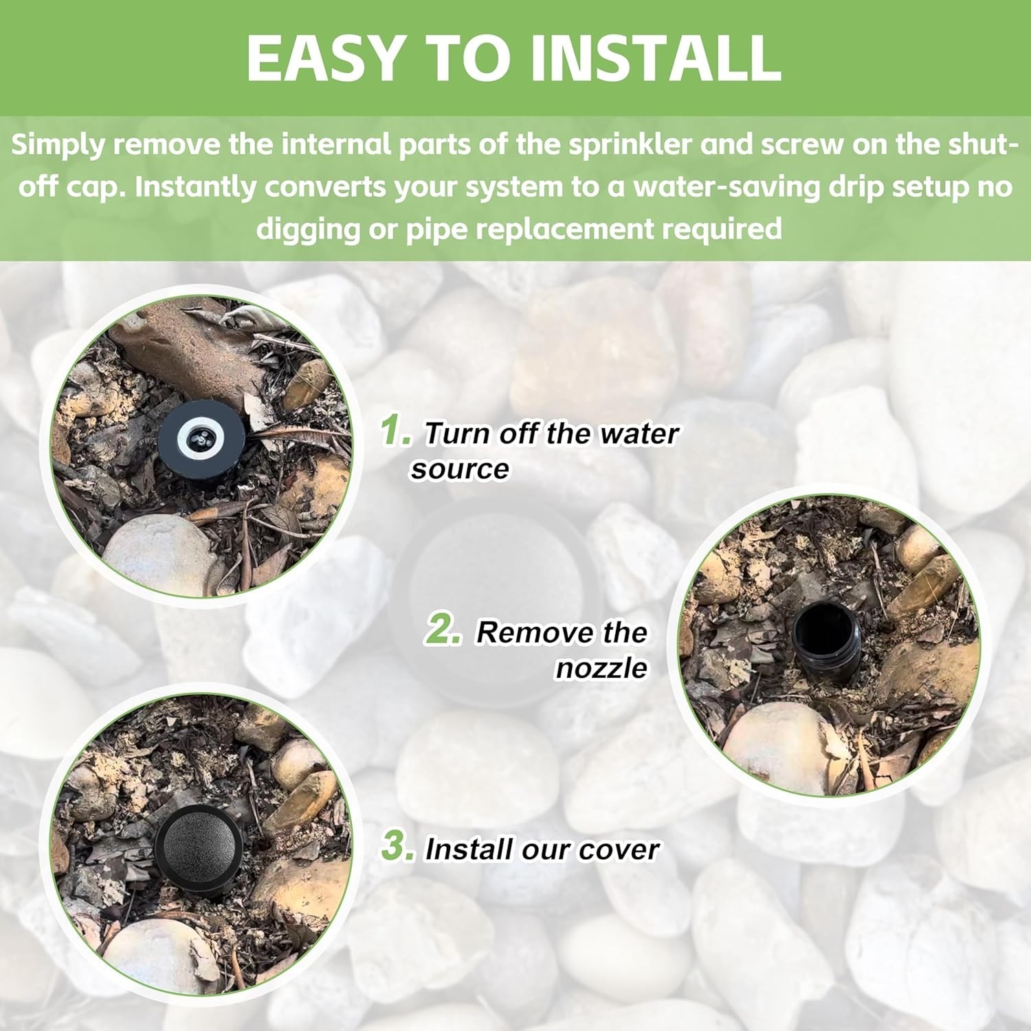 Sprinkler Head Caps for Rain Bird 1800 Series, Replacement 1800XC Model with O-R