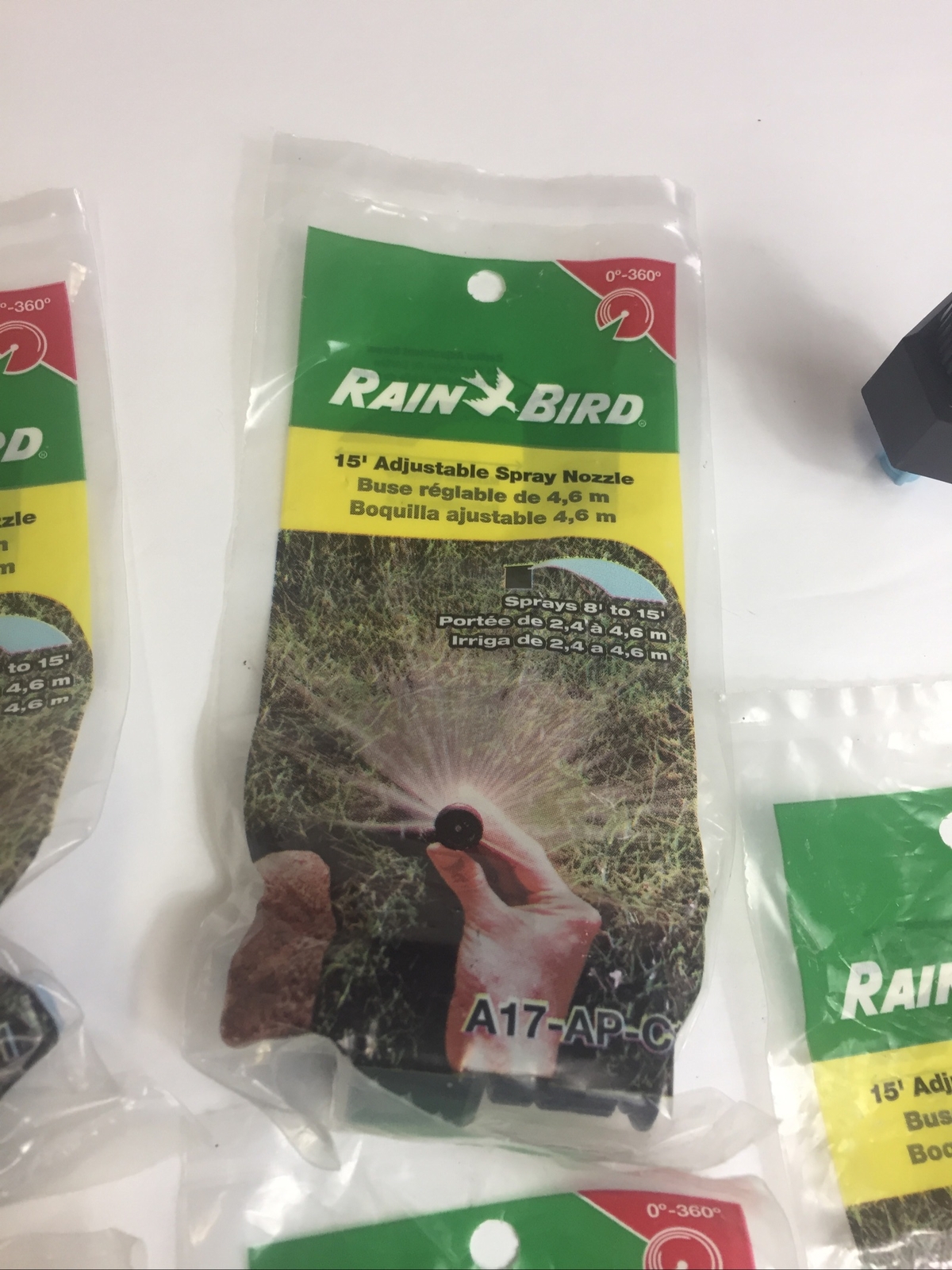 4 Rain Bird 15’ Adjustable Pattern 0″-15′ Spray Nozzle A17-AP-C1 + One 12’ Head