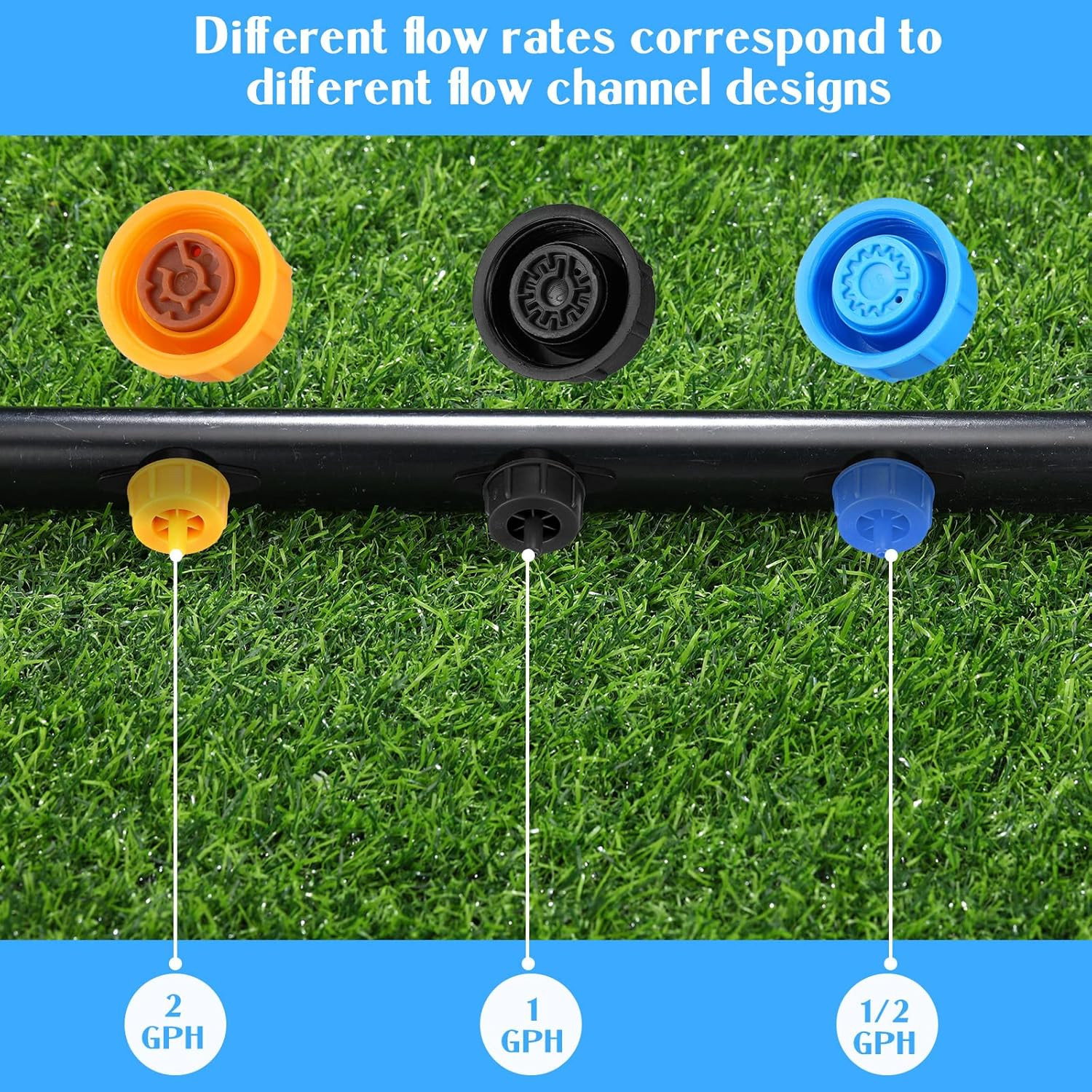 50 Pcs 1 GPH Drip Irrigation Emitters Parts Water Tubing Irrigation Tubing Press