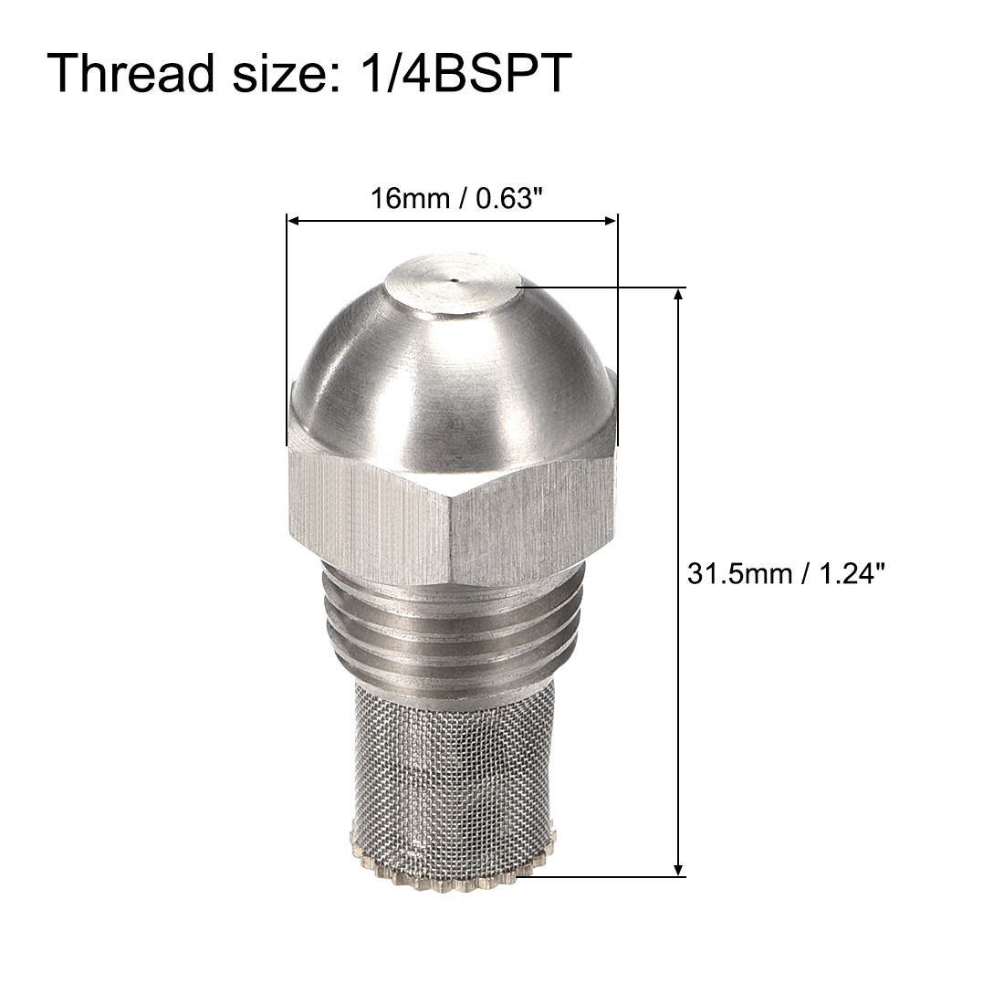 Mist Nozzle – 1/4BSPT 0.2mm Orifice Stainless Steel Fine Atomizing Spray Tip
