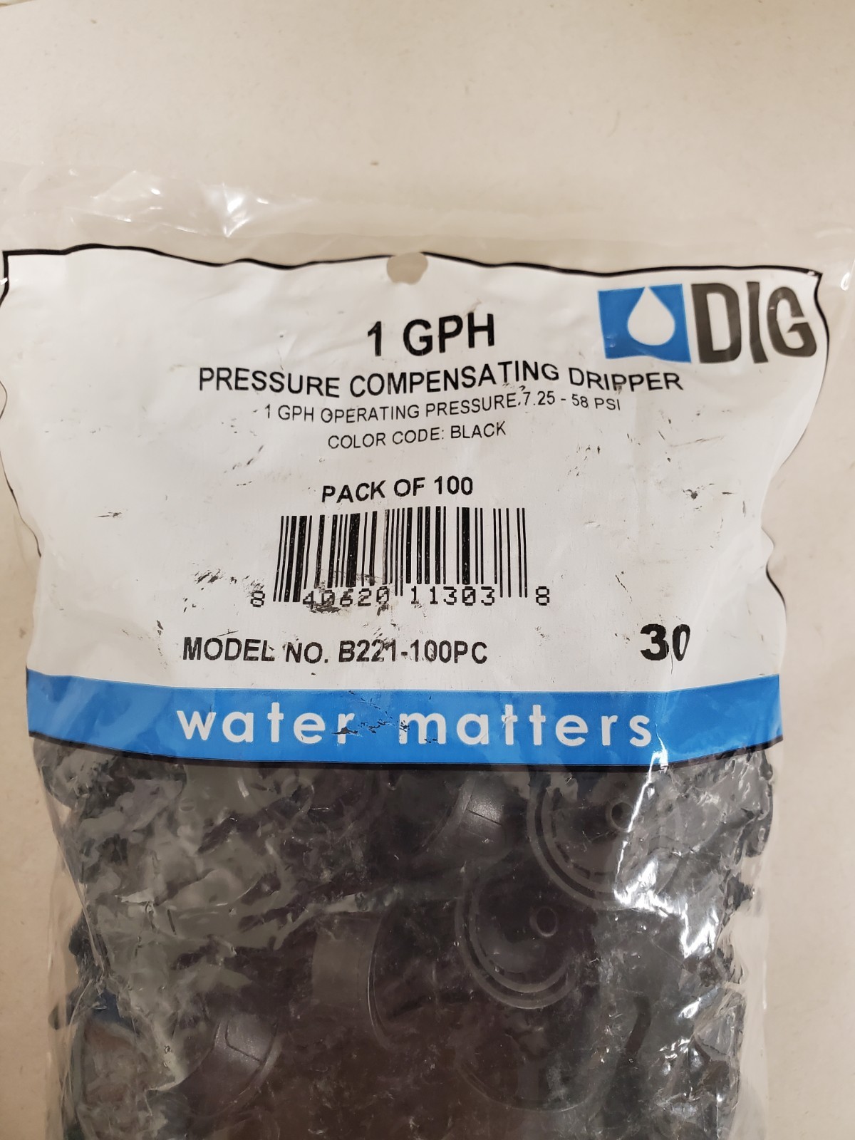 *3 100-Packs* DIG 1 GPH Compensating Drippers (B221-100PC) = 300 TOTAL