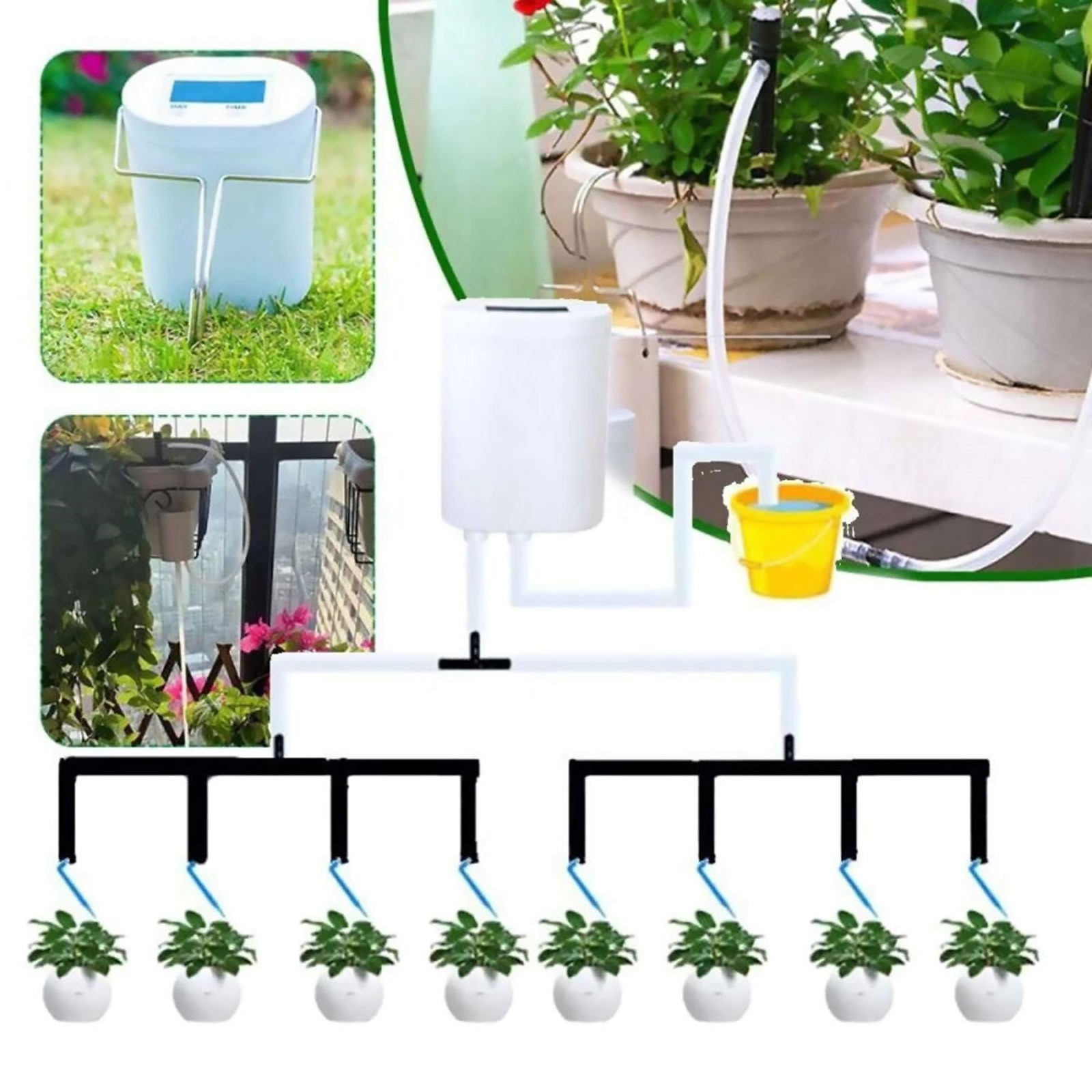 Indoor Plant Watering Kit with USB Cable and 8 Dripping Pipes Installation Tools