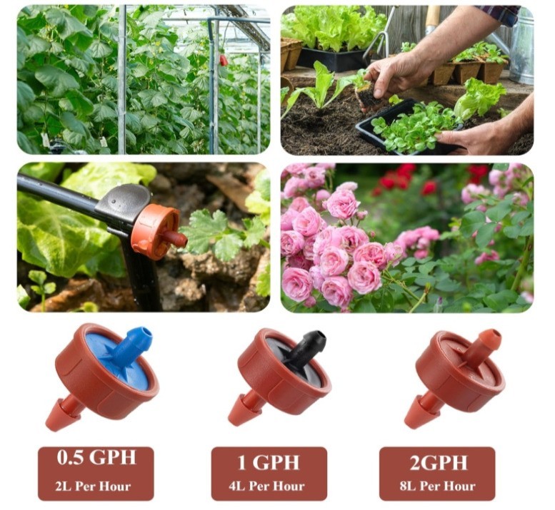 60pc 0.5 GPH Pressure Compensating Irrigation Drippers – 1/4″ Barb Emitter Heads
