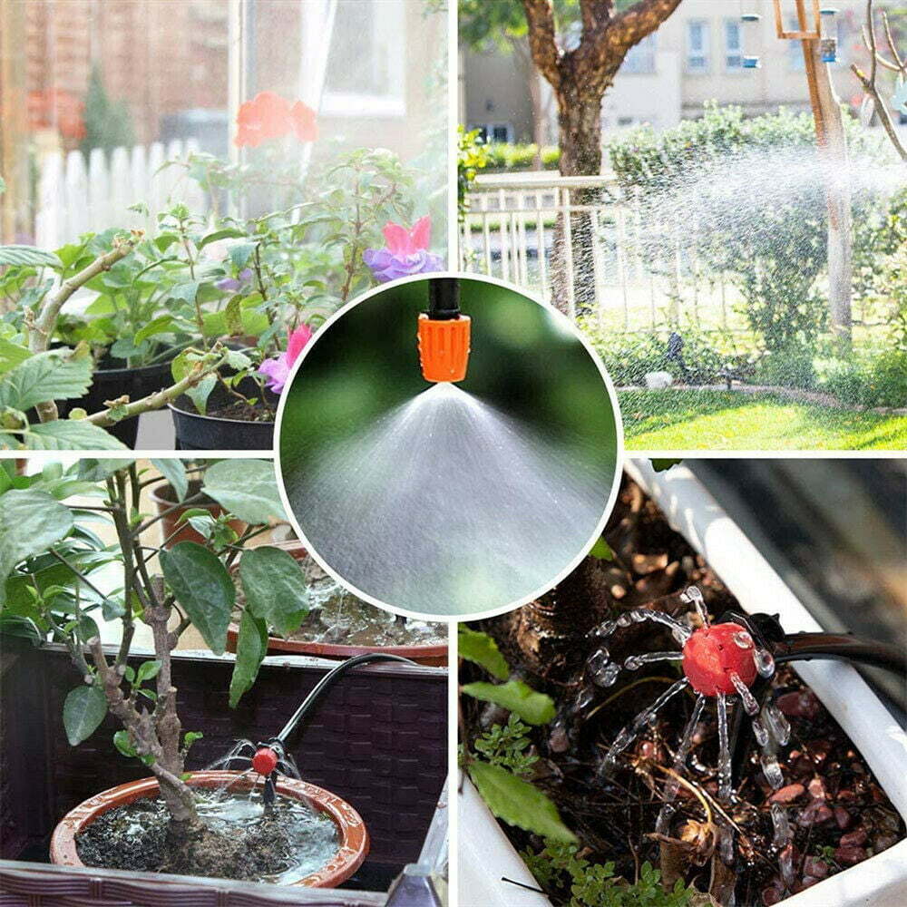 100ft Drip Irrigation System Plant Timer Self Garden Watering Hose Spray Kit USA