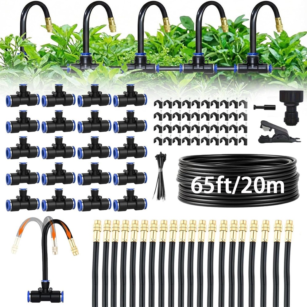 65ft Drip Irrigation Kit Garden Irrigation System Plant Watering Drip Adjustable