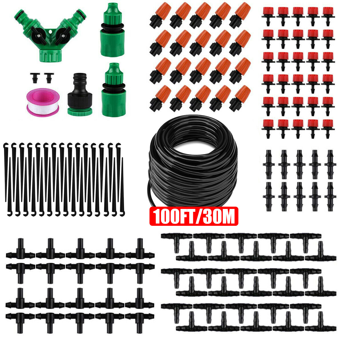 226ft Drip Irrigation System Garden Plant Self Watering Hose Micro Sprinkler Kit