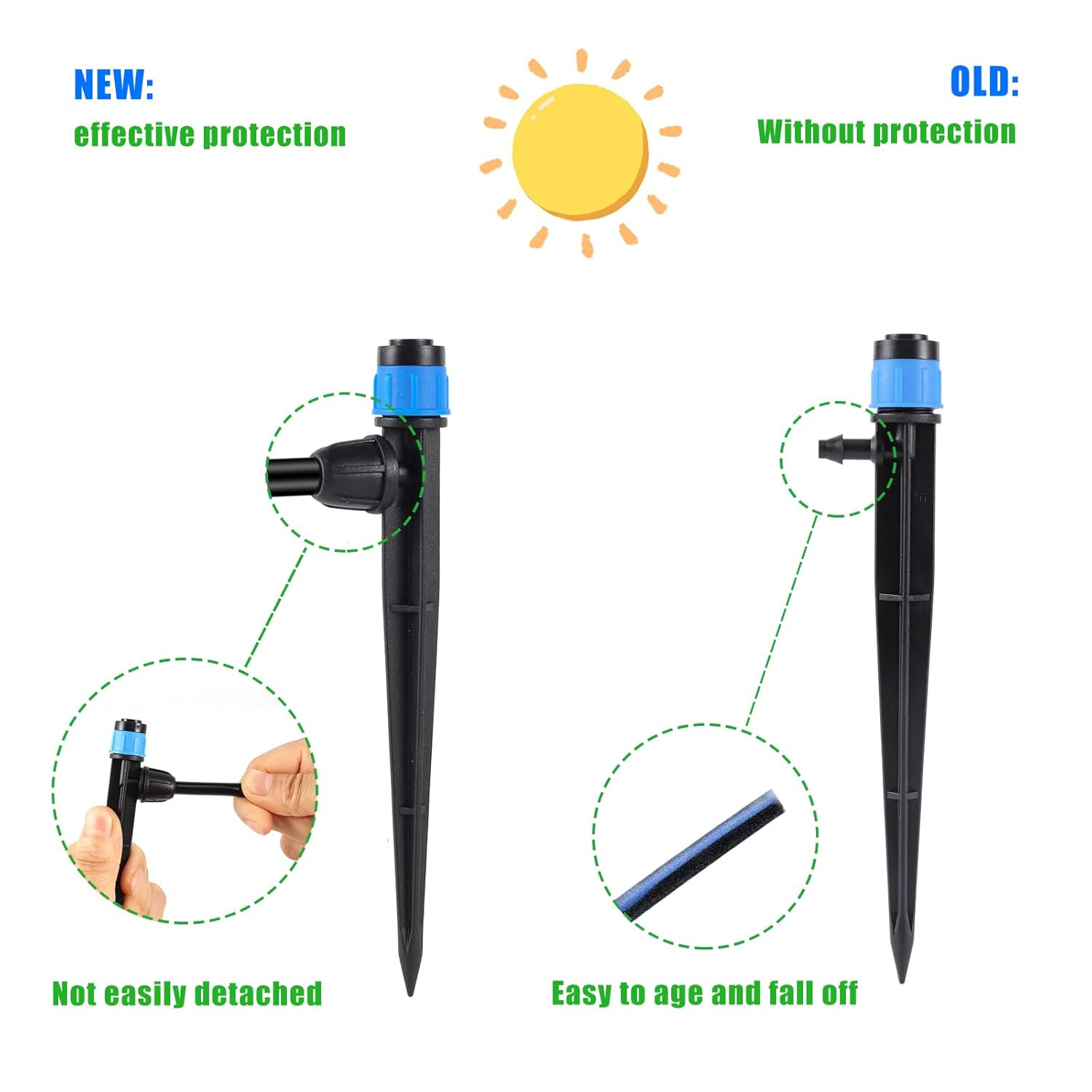 50PCS Adjustable Drip Irrigation Emitters 1/4″ Watering Drippers Set