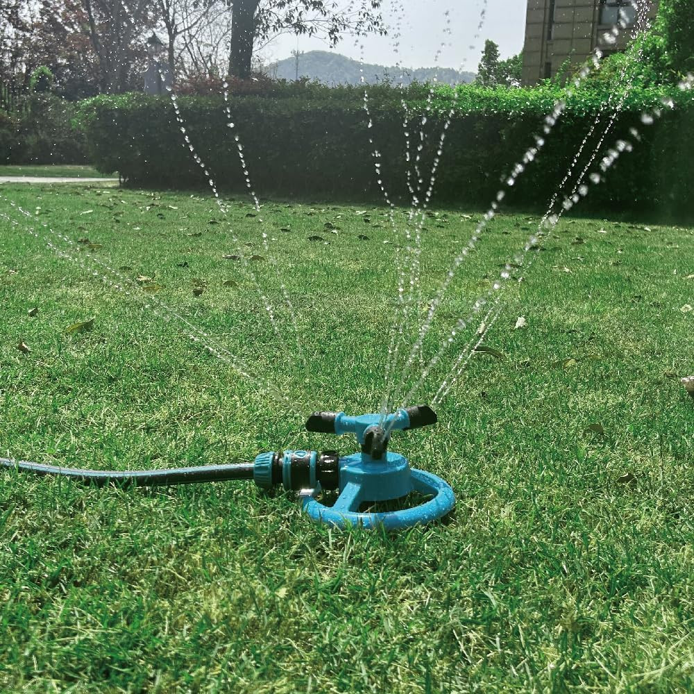 360 Rotating Lawn Sprinkler 3 Arm Garden Water Sprayer Kids Yard Irrigation