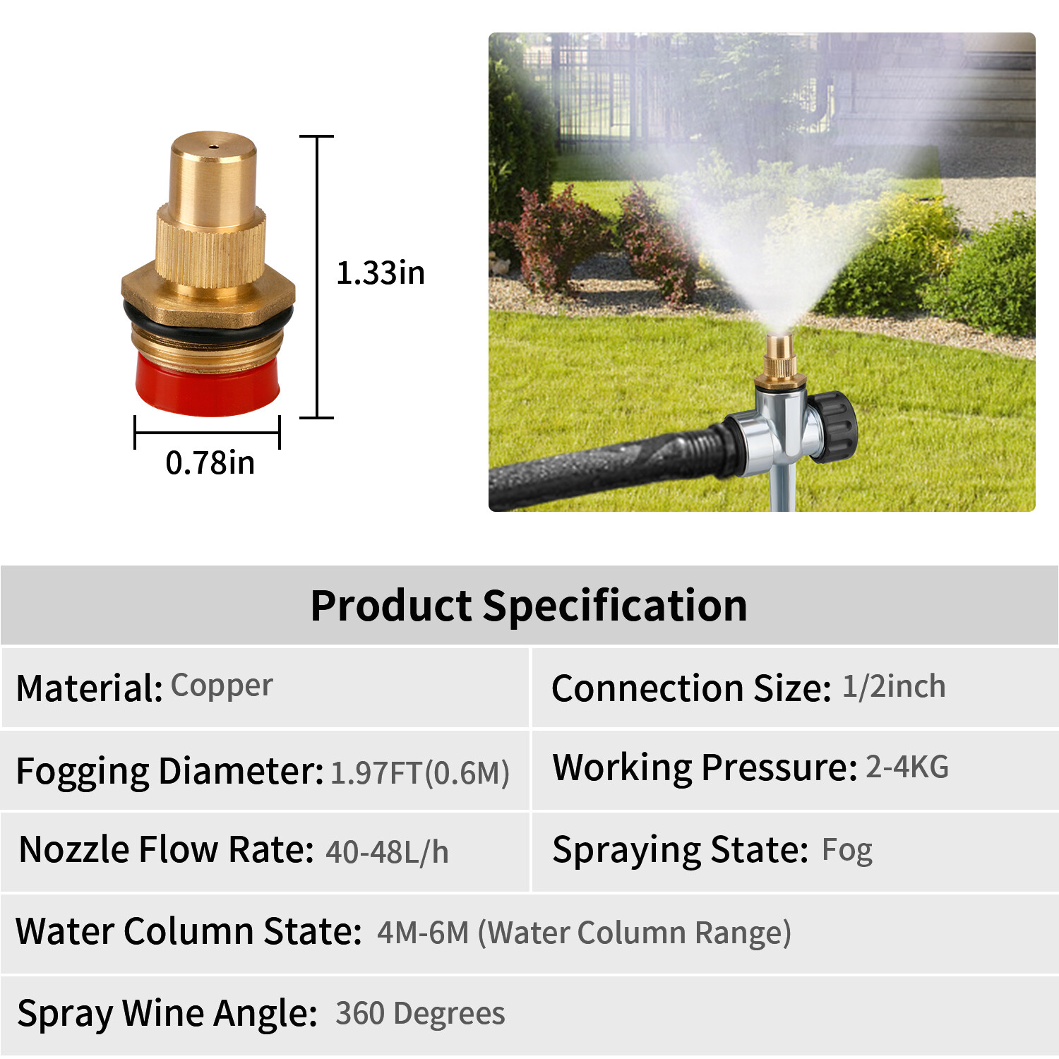 Garden Lawn Brass Water Sprinkler Water Hose Connect Faucet Head Adapter
