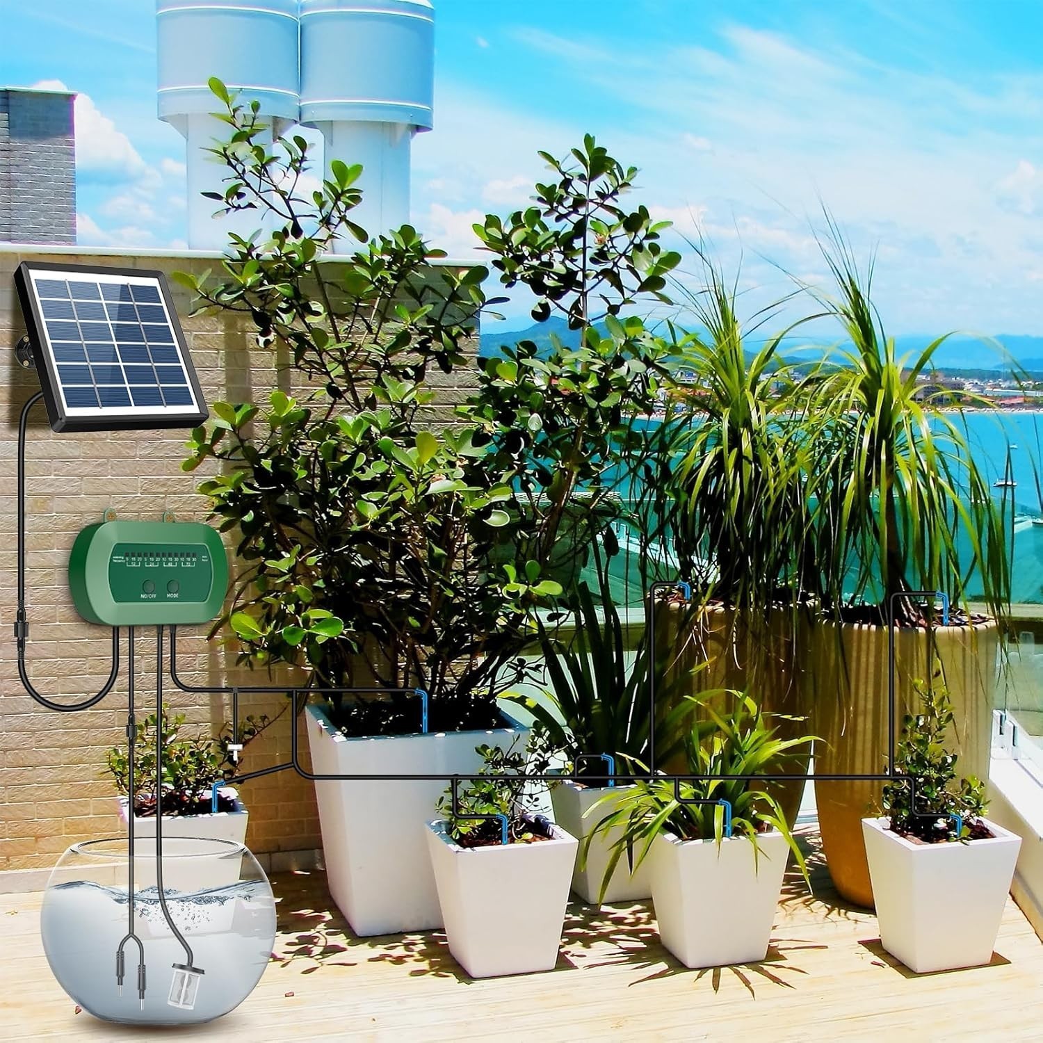 50ft Solar Automatic Watering Kit for Garden Drip Watering System Watering US