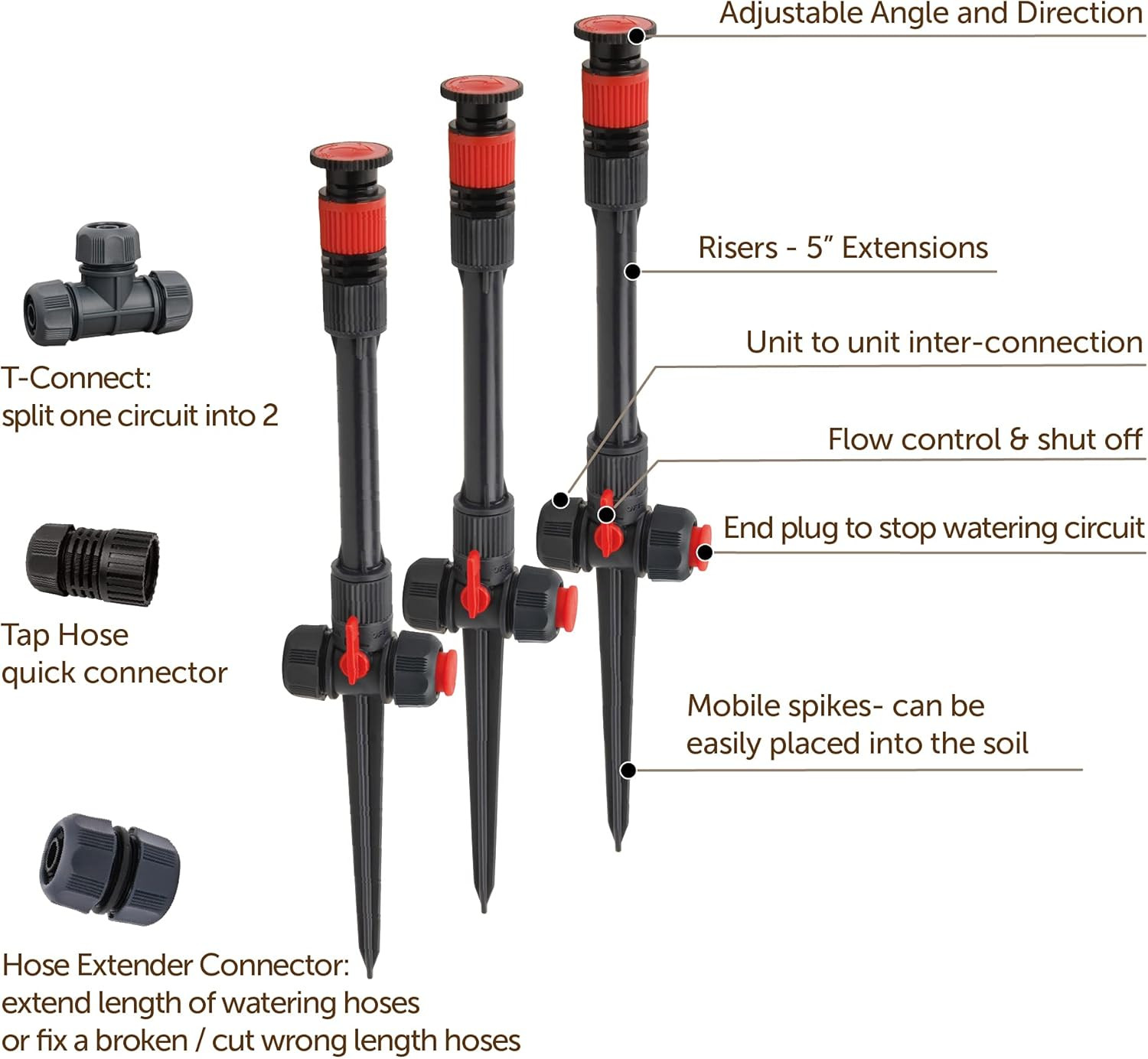 96093 Multi-Adjustable Flex Design Garden Sprinkler with Extension Set, Great fo