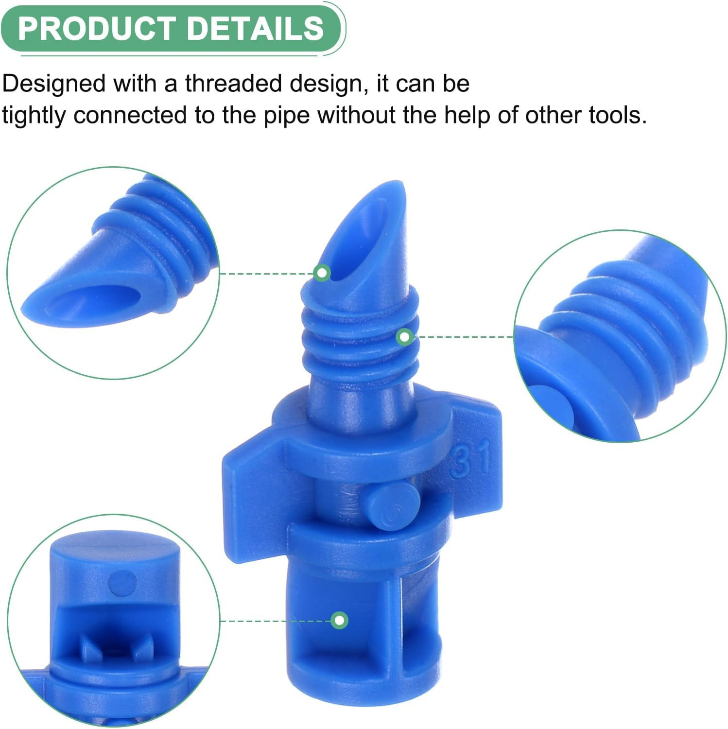 100-Pack Misting Nozzles, 90 Degree Irrigation Emitter Sprinklers for Garden/Pla