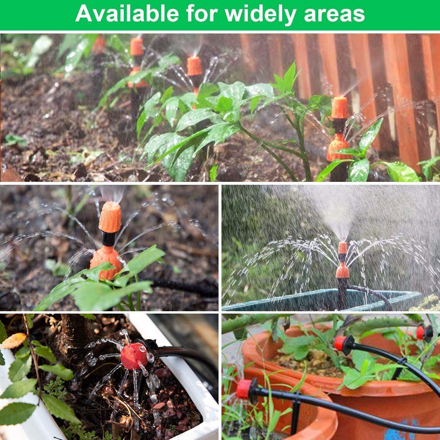 100ft Sistema De Riego Por Goteo Automatico Aspersores Para Cesped Jardin Kit