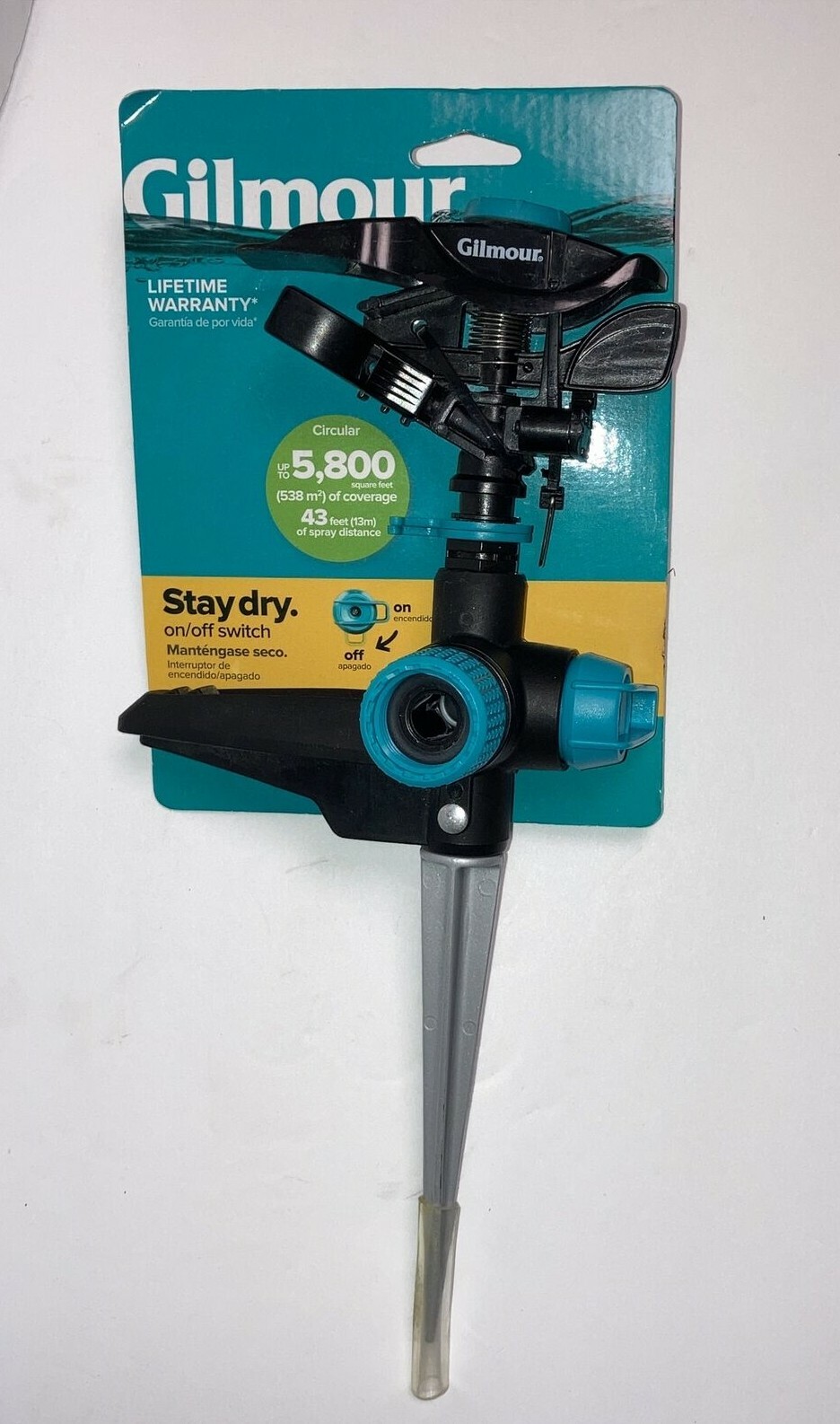 Gilmour Circular Medium Duty Stay Dry On/Off Switch Sprinkler Spike New in Pkg
