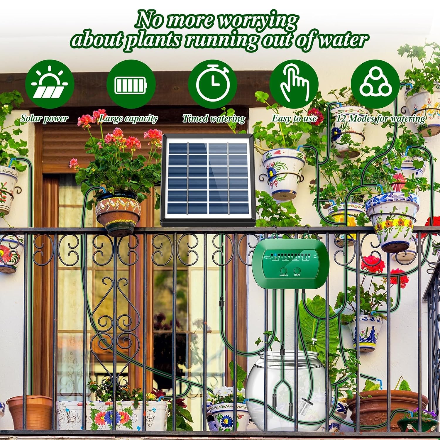 100/50ft Solar Irrigation System for Automatic Plants Watering, Drip Irrigation