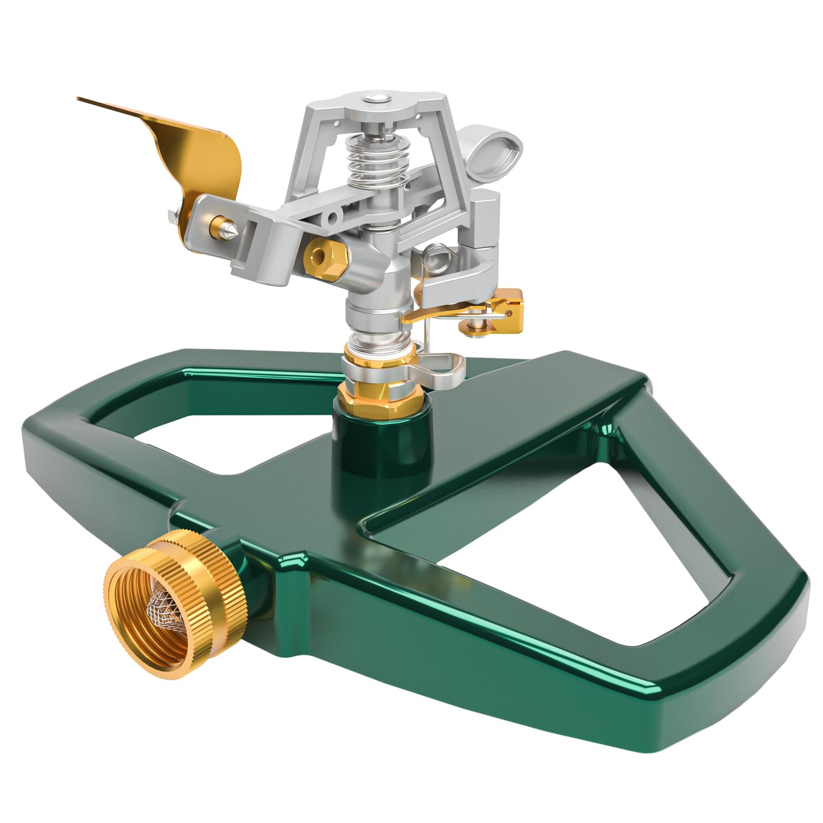 Pulsating Impact Sprinkler, Heavy Duty Zinc Sprinkler with Metal Base for Large