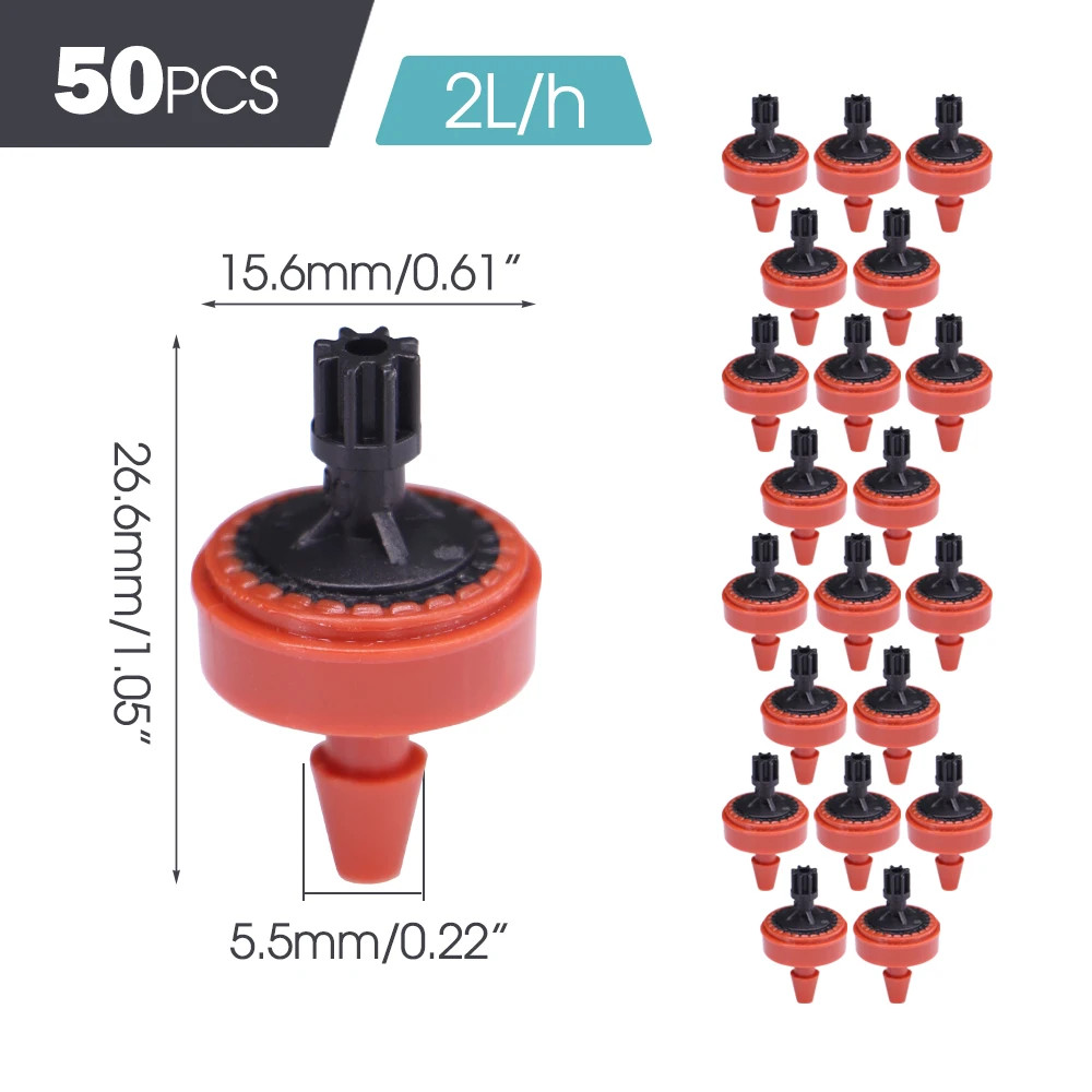 50PCS Agricultural Drip Irrigation Fitting Compensation Dripper 2L 4L 8L Pressur