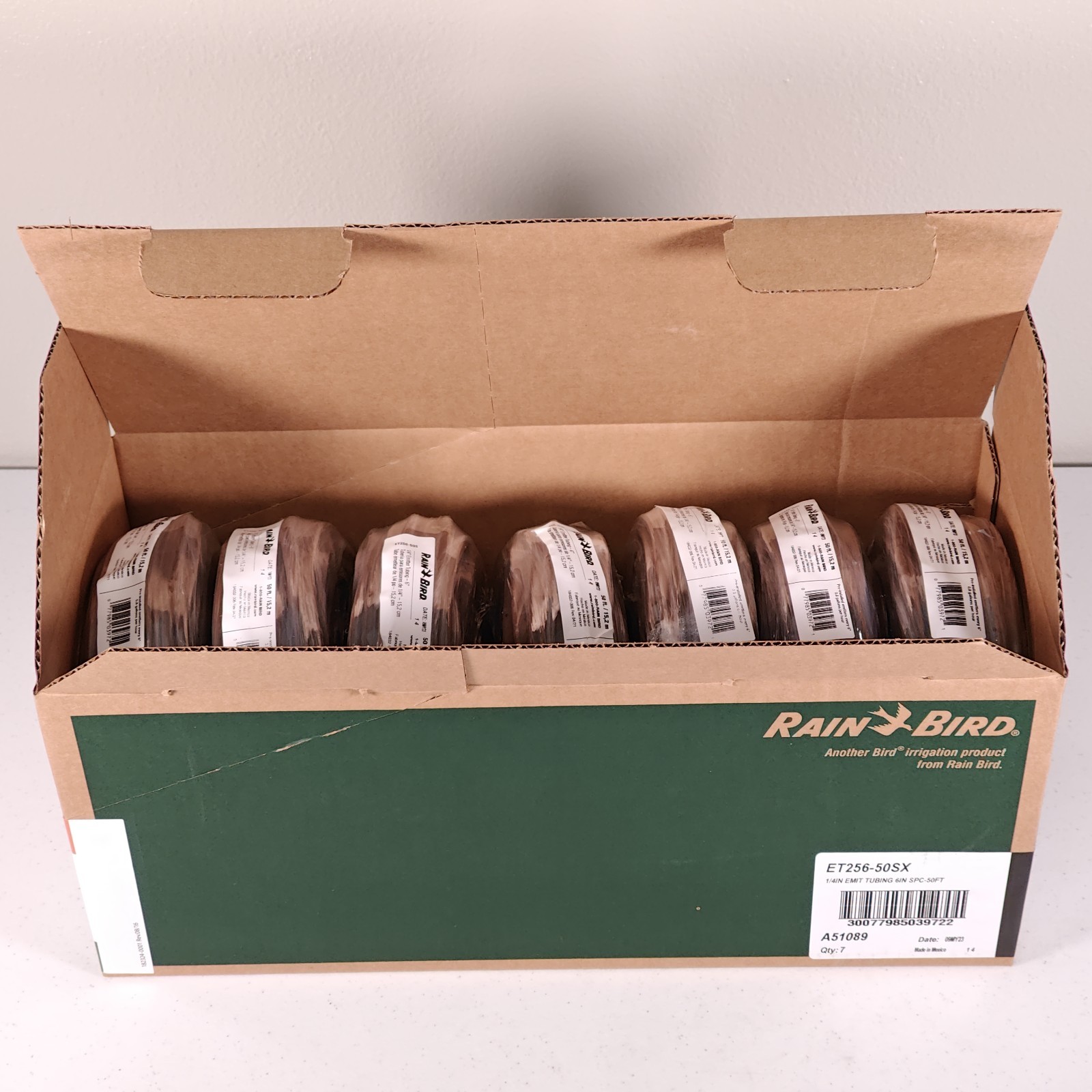 7 Pack Rain Bird 1/4″ Drip Line Emitter Tubing 50ft 6″ Space 0.8 GPH ET256-50SX