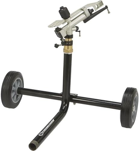 Strongway Wheeled Sprinkler, 1-1/4 in. Die-Cast Aluminum Head with 5 Nozzles,…