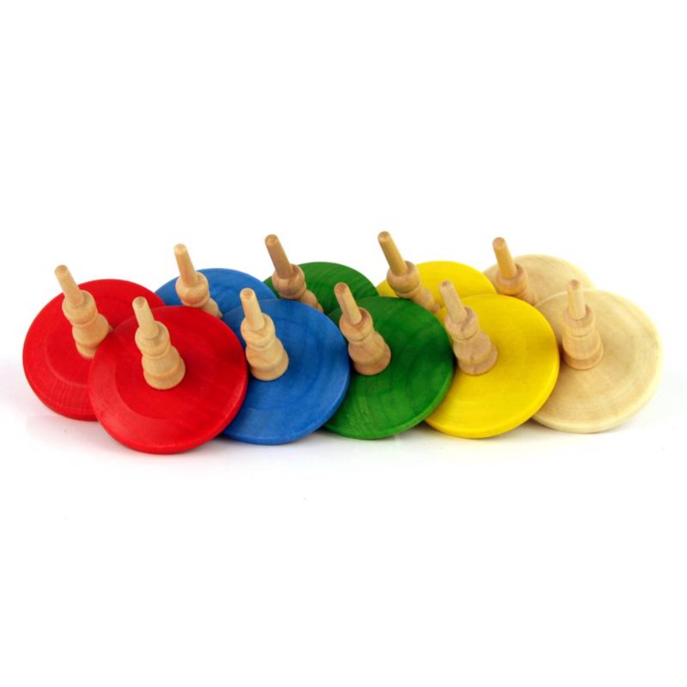 Aero-Motion TOP100 Assorted Color Wood Spin Top for Age 1 + Year (Pack of 72)