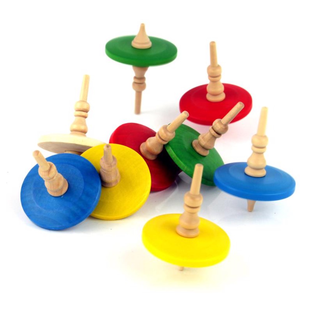 Aero-Motion TOP100 Assorted Color Wood Spin Top for Age 1 + Year (Pack of 72)