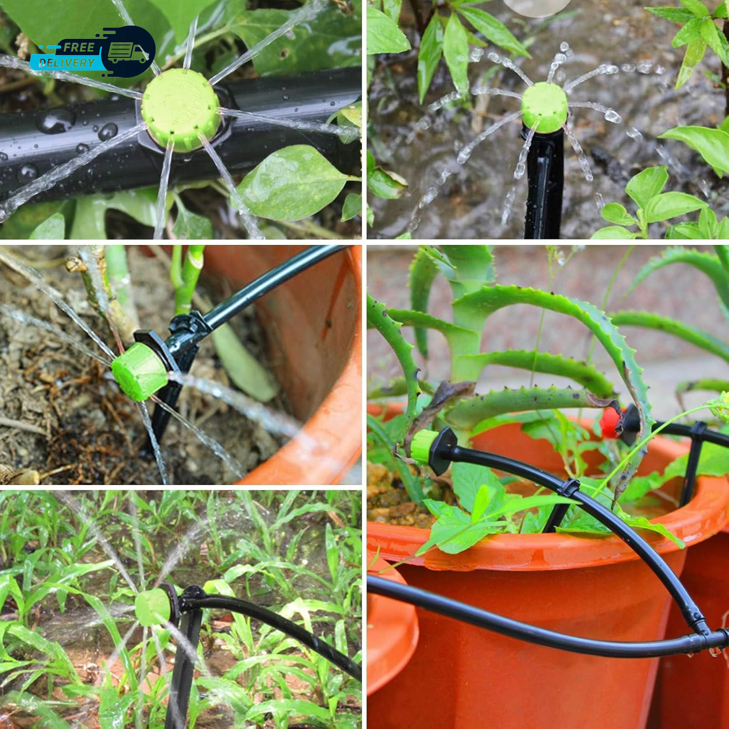 200Pcs Adjustable Irrigation Drippers Barbed Drip Emitter 360 Degre