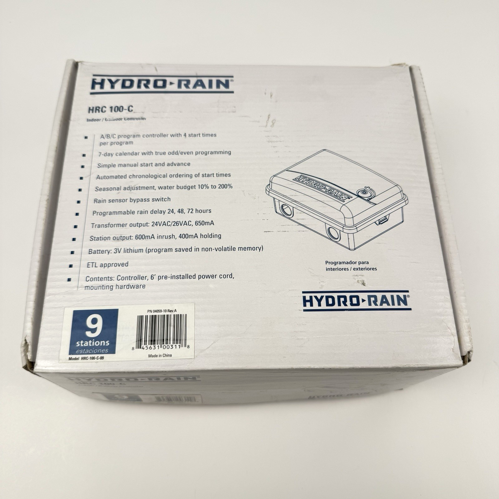 Hydro-Rain Indoor/Outdoor Irrigation Controller & Timer 9 Stations HRC-100-C