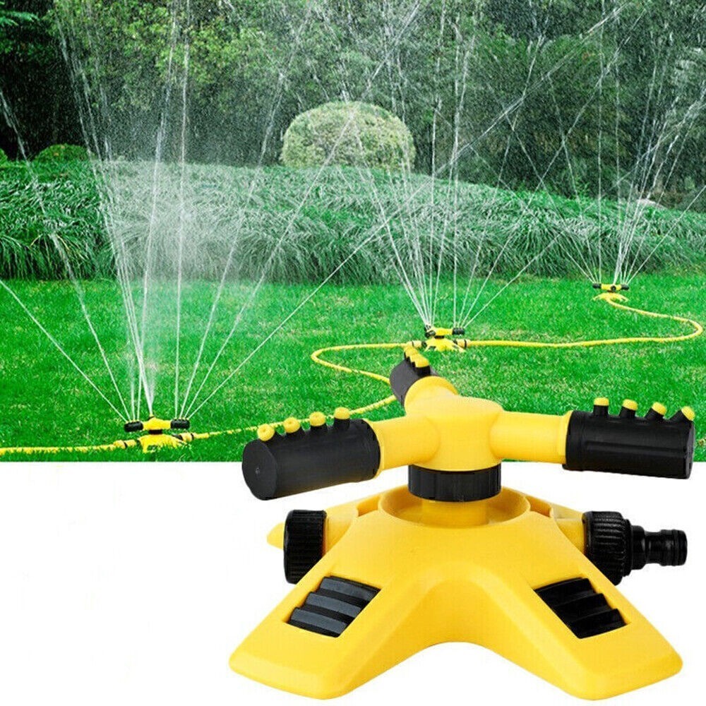 360° Rotating Lawn Sprinkler 3-Arms System Automatic Garden Watering Irrigation