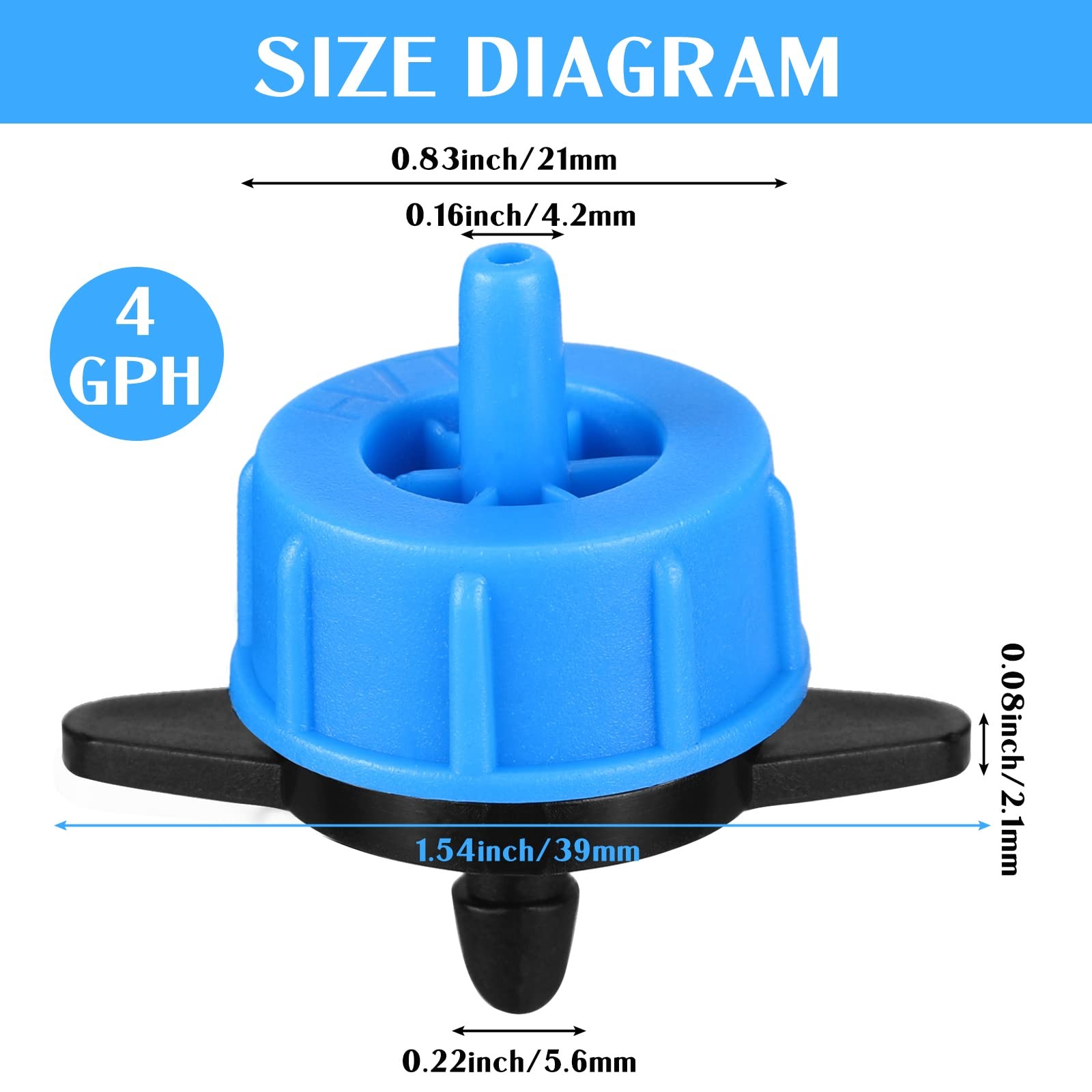 100 Pcs Pressure Compensating Drip Emitters for Garden Irrigation System