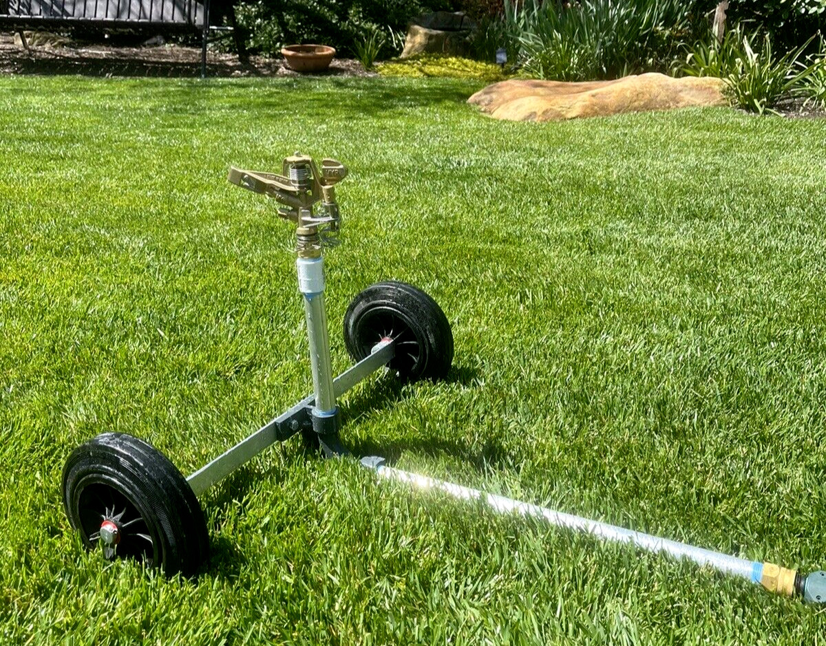 PASTURE MASTER WHEELED TURF & PASTURE SPRINKLER CART W/ADJ BRASS IMPACT video!