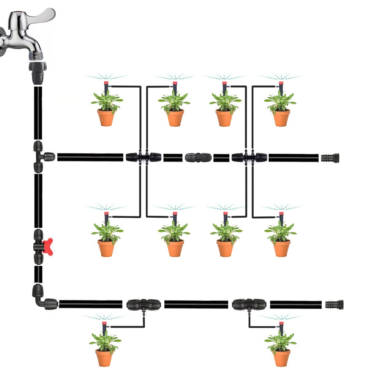 1/2 Inch Drip Irrigation Tubing Fittings, Barbed Switch Valve,10pcs | In-Line Ba