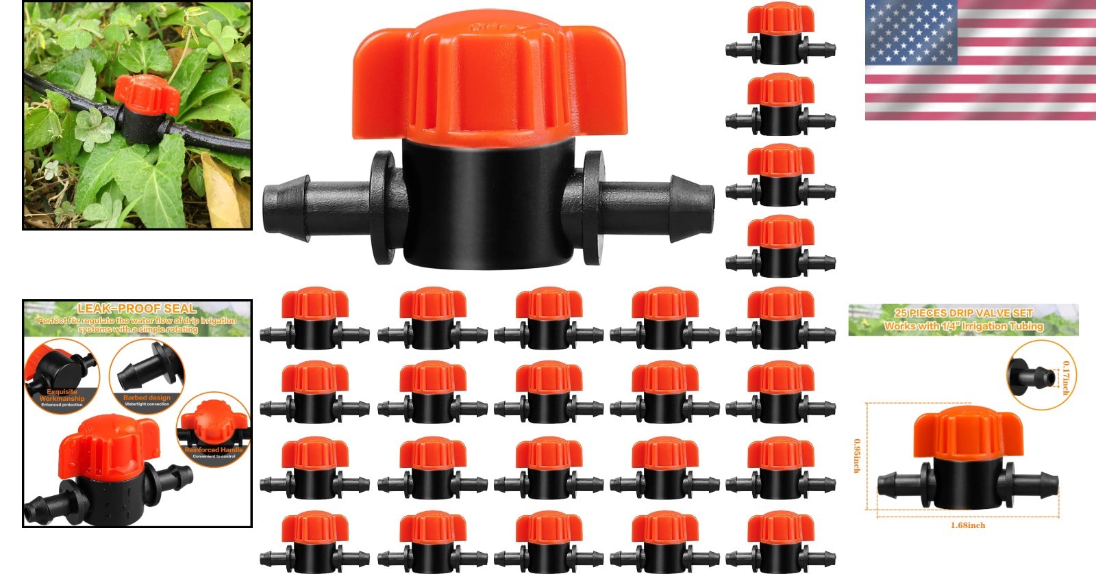 1/4″ Drip Irrigation Valve – 25 Pack Shut Off Switch