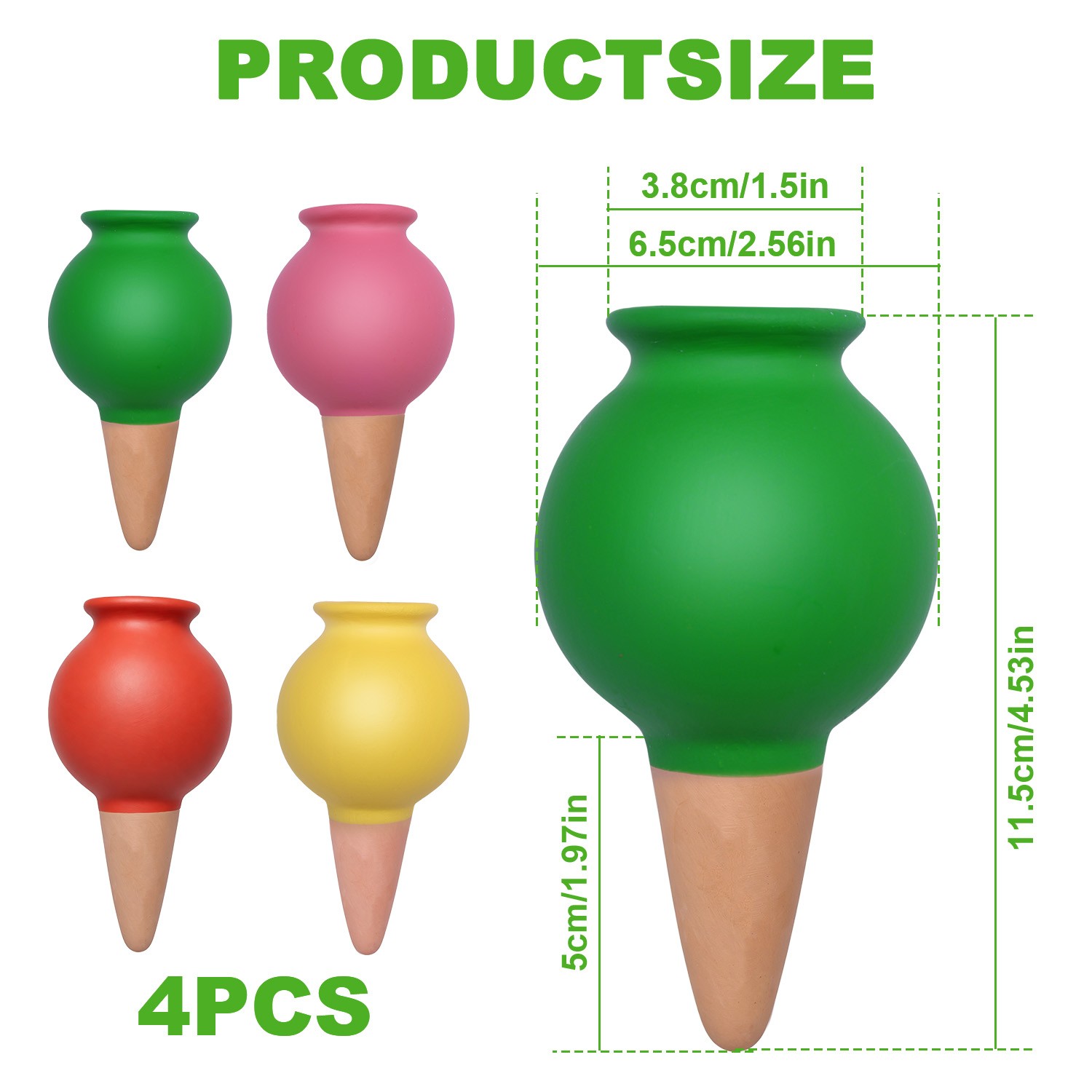 Red Ceramic Automatic Plant Waterer,Self-Watering Spike for Vacation&Lazy Garden