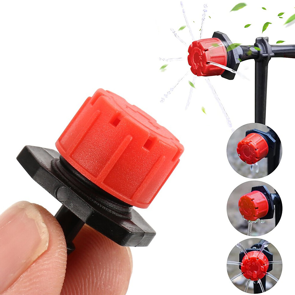 200Pcs 1/4″ 360 Degree Adjustable Irrigation Drippers Sprinklers Emitters Drip
