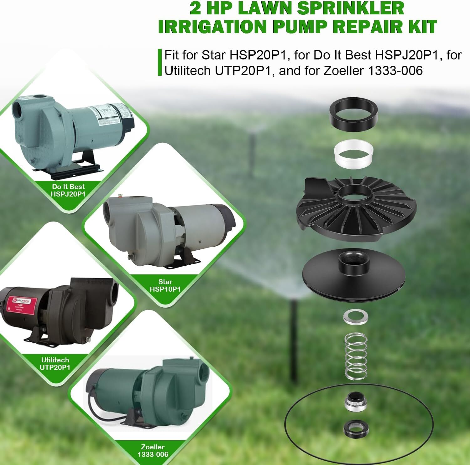 For Star HSP20P1/UTP20P1, 2 HP Lawn Sprinkler Irrigation Pump Repair Kit 023705