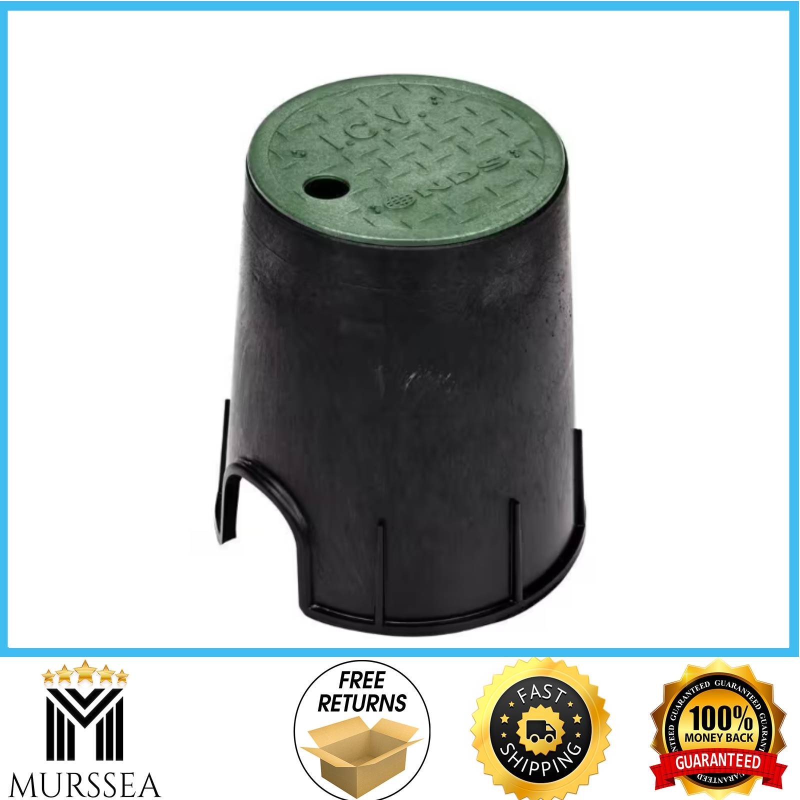 6 in. Round Valve Box and Cover, Black Box, Green ICV Cover