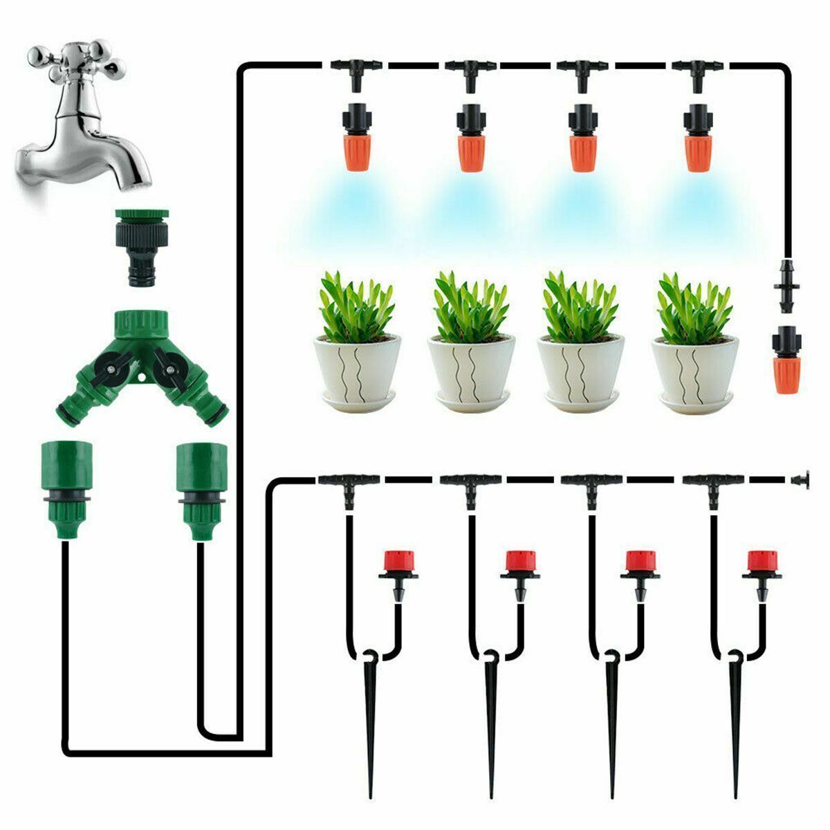 Auto Drip Irrigation System Garden Plant Self Watering Hose Micro Sprinkler Kit